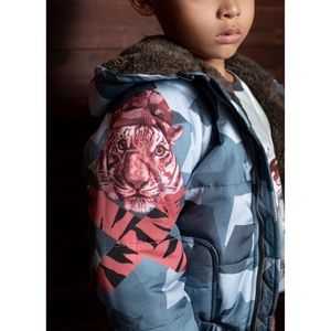 Faux Sherpa Camo Puffer Jacket